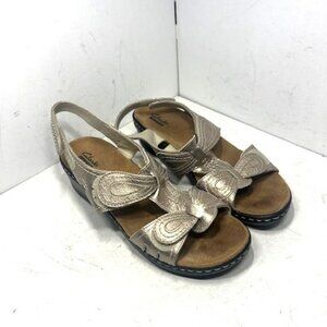 Clarks Collection Lexi Walnut Q Metallic Slingback Heeled Sandals Sz 9M
